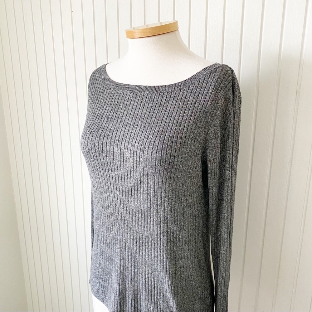 M&S Collection Gray (Grey) Ribbed Long Sleeve Sweater Top - Picture 7 of 8